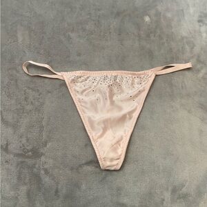 New! Victoria’s Secret Dream Angels Satin Rhinestone V-String Thong Panty 3129